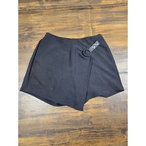 I Believe Womens Black Wrap Skort O-Ring Studded Detail Stretch Mini Size M